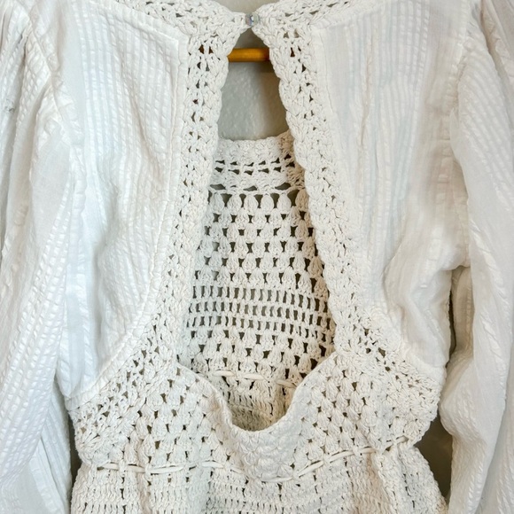 NWT, Free People Megan Ivory Crochet Long Sleeve Bohemian Crop Top, Size X-Small - Picture 11 of 13